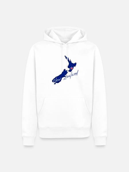 Karte mit der Flagge Neuseelands - Männer Premium Bio Hoodie - Weiß