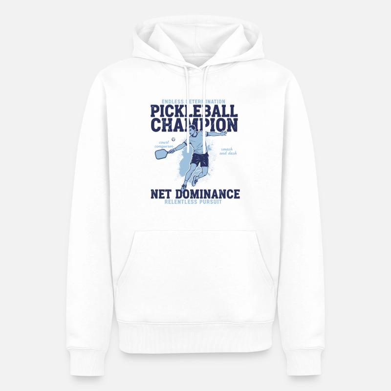 Champion de pickleball : domination nette implacable - Sweat à capuche Premium bio Homme - blanc