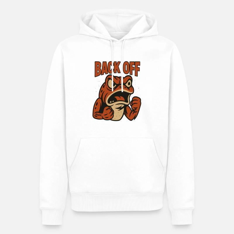 Reculez Angry Frog Patch - Sweat à capuche Premium bio Homme - blanc