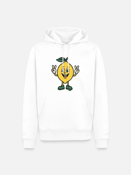 Zitronen-Maskottchen-Friedenszeichen - Männer Premium Bio Hoodie - Weiß