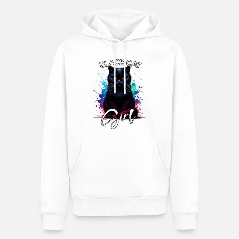 Grumpy Black Cat Mädchen Schwarze Katze - Männer Premium Bio Hoodie - Weiß