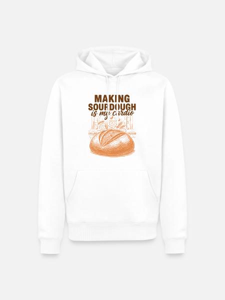 Sauerteig machen ist mein Cardio-Brot - Männer Premium Bio Hoodie - Weiß