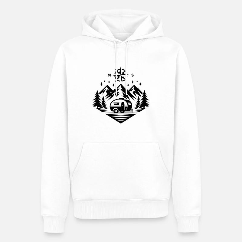 Camping Compass Mountains - Sweat à capuche Premium bio Homme - blanc