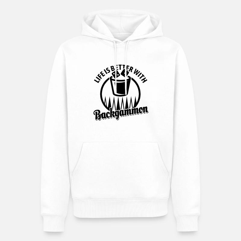 Backgammon | Jeu de société | Don - Sweat à capuche Premium bio Homme - blanc