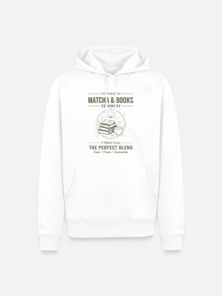 Matcha-und-Bücher-Zeremonie – Die perfekte Mischung - Männer Premium Bio Hoodie - Weiß