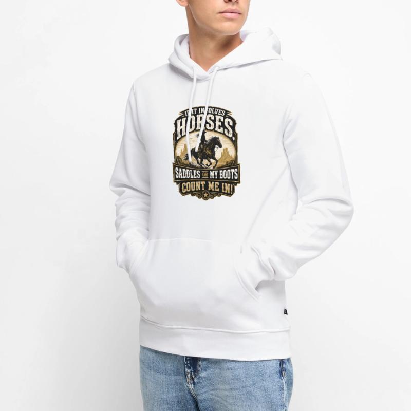 Pferdeheld: Sättel oder Stiefel Männer Premium Bio Hoodie