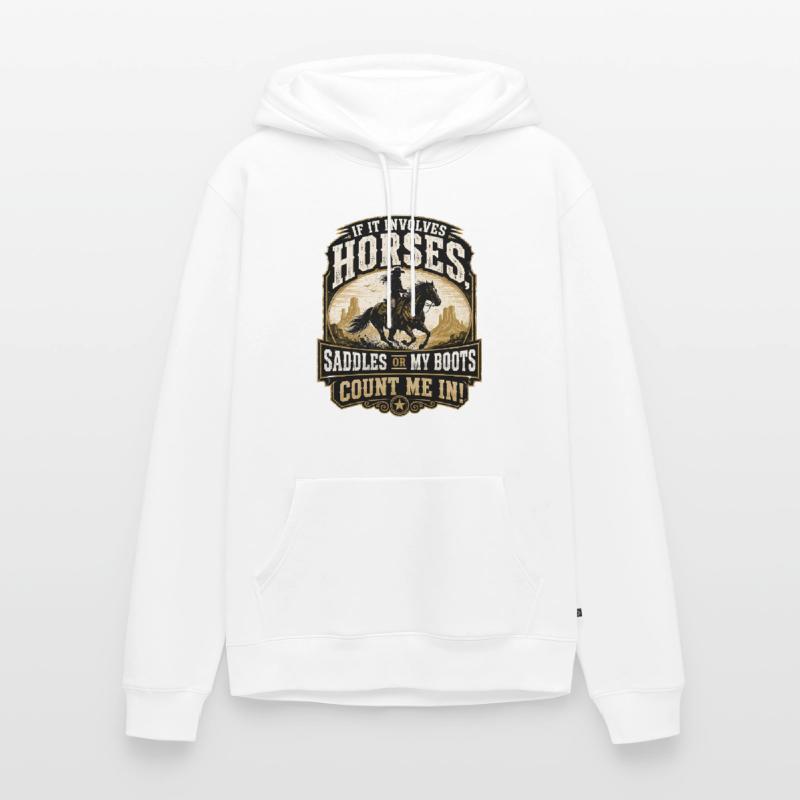 Pferdeheld: Sättel oder Stiefel Männer Premium Bio Hoodie