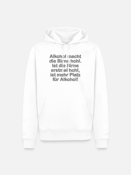 Alkohol macht die Birne hohl - Männer Premium Bio Hoodie - Weiß
