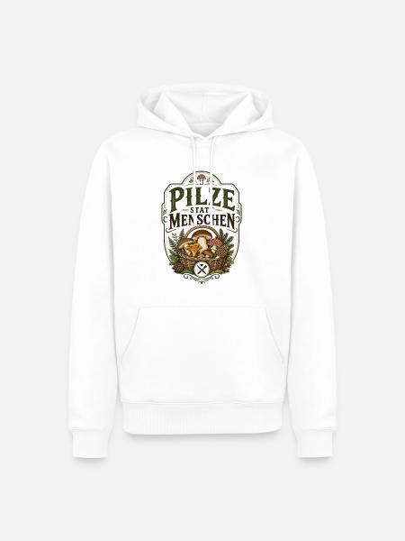 Pilze Statt Menschen Shirt - Männer Premium Bio Hoodie - Weiß
