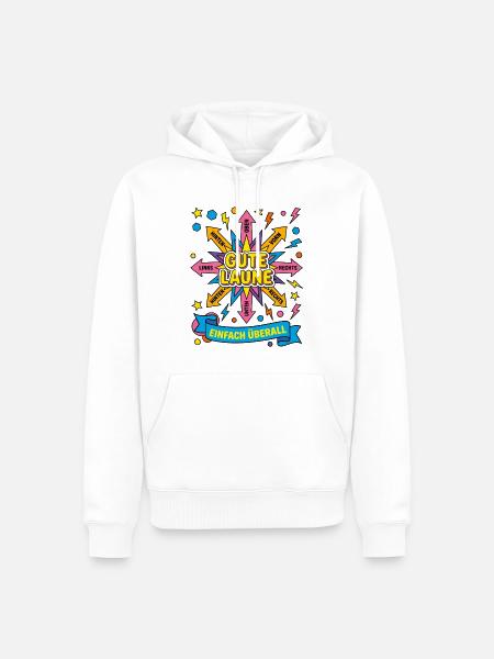 Gute Laune Oben Rechts Links Unten einfach überall - Männer Premium Bio Hoodie - Weiß