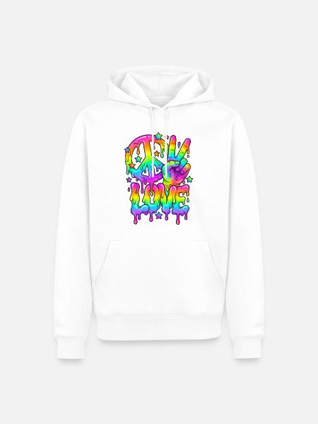 Regenbogen-Frieden-und-Liebe-Pride-Fest - Männer Premium Bio Hoodie - Weiß
