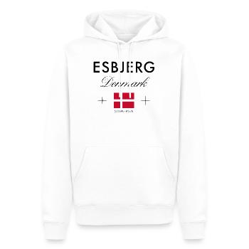 Esbjerg Denmark Coordinates Travel Souvenir - Men’s Premium Organic Hoodie - white - Front - Nico (187cm)