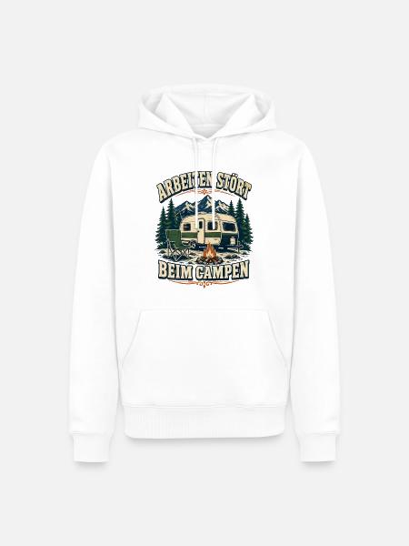 Arbeiten stört beim Campen – Bergcamping - Männer Premium Bio Hoodie - Weiß