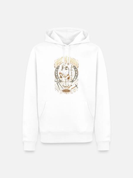 Hufschmied Hufschmiede Trust The Farrier - Männer Premium Bio Hoodie - Weiß
