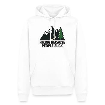 Hiking because people are annoying - Men’s Premium Organic Hoodie - white - Front - Nico (187cm)