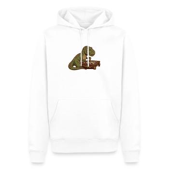 Dinosaure T-Rex jouant aux échecs - Sweat à capuche Premium bio Homme - blanc - Devant - Nico (187cm)