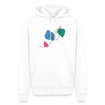 Avion en papier à dessin au trait avec fond couleur - Sweat à capuche Premium bio Homme - blanc - Devant - Nico (187cm)