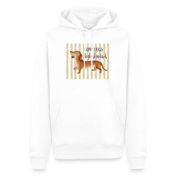 Low Legs Standards élevés – Dachshund drôle - Sweat à capuche Premium bio Homme - blanc - Devant - Nico (187cm)