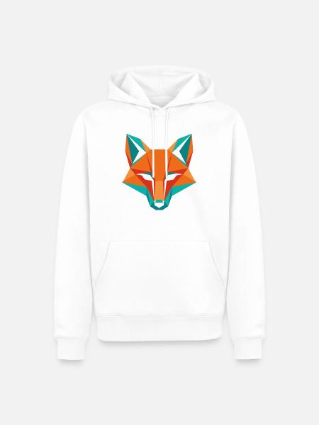 Geometrischer Fuchs Kopf Wildtier Motiv - Männer Premium Bio Hoodie - Weiß