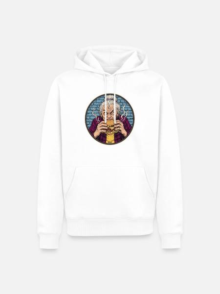 Granny Grub Burger-Ikone - Männer Premium Bio Hoodie - Weiß