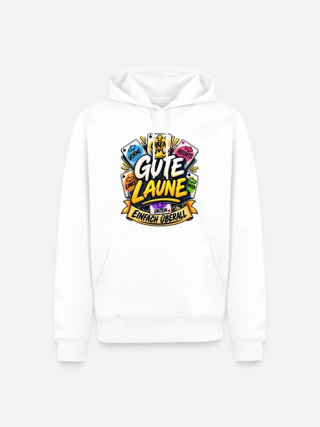 Gute Laune Einfach Überall Lustiger Spiel Spruch - Männer Premium Bio Hoodie - Weiß