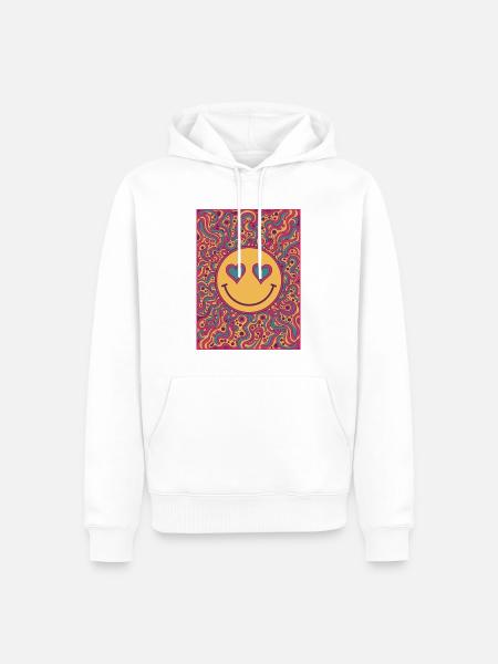 Psychedelisches Festival-Hippie-Pilz-Batik-Rave - Männer Premium Bio Hoodie - Weiß