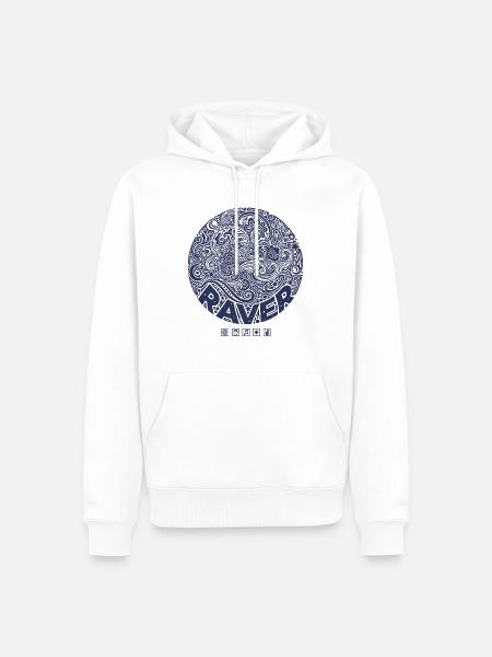 Hippie-Musik Trippig Raver Rave Friedenszeichen - Männer Premium Bio Hoodie - Weiß
