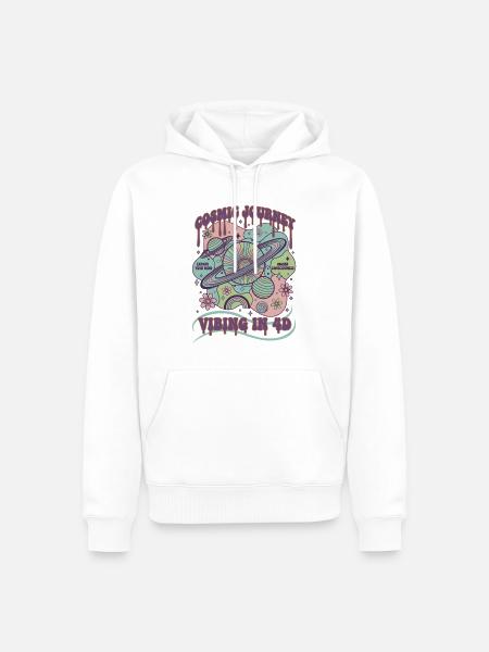 Kosmische Reise mit 4D-Hippie-Musik – psychedelisch - Männer Premium Bio Hoodie - Weiß