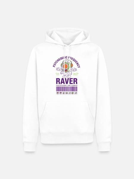 Psychedelic Frequency Raver Trippy Mushroom Rave - Männer Premium Bio Hoodie - Weiß