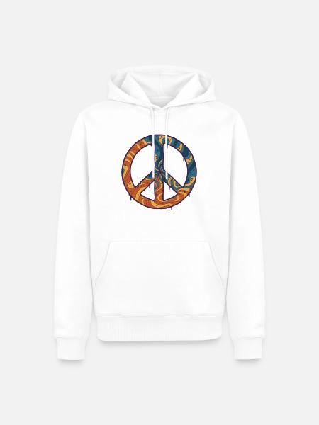 Psychedelisches Festival-Hippie-Peace-Sign Rave - Männer Premium Bio Hoodie - Weiß