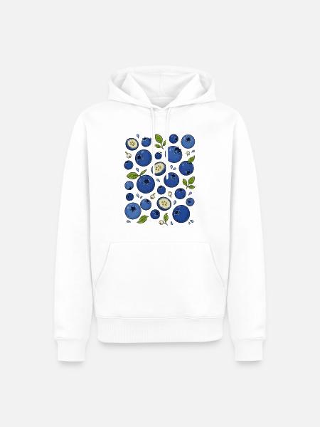 Blaubeeren | Beeren & Botanik - Männer Premium Bio Hoodie - Weiß