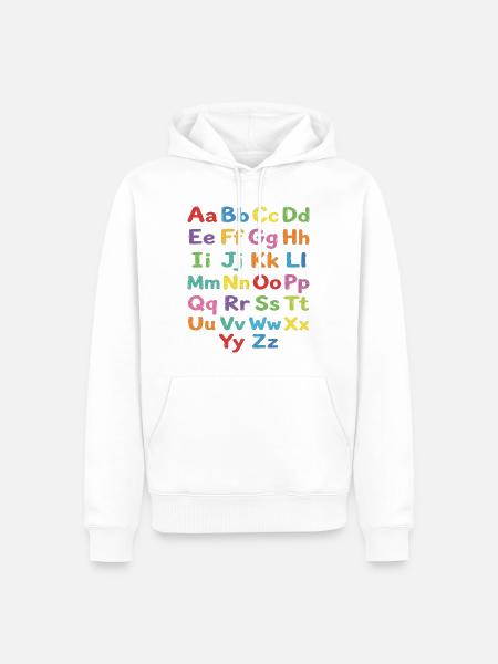 Kreidealphabet Bunte Buchstaben - Männer Premium Bio Hoodie - Weiß