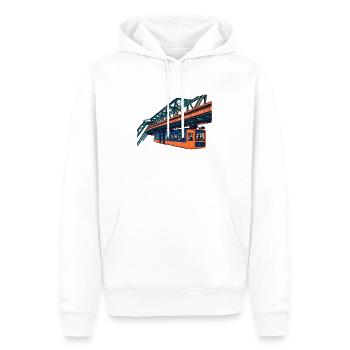 Wuppertaler Schwebebahn Risograph - Männer Premium Bio Hoodie - Weiß - Vorne - Nico (187cm)