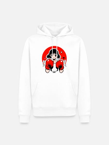 Boxen im Roten Spotlight - Männer Premium Bio Hoodie - Weiß