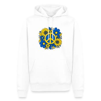 Ukraine Peace Zeichen mit Blumen Blau Gelb - Männer Premium Bio Hoodie - Weiß - Vorne - Nico (187cm)