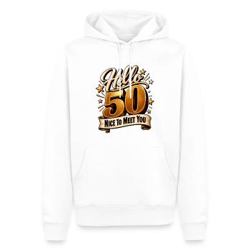 Geburstag 50 Jahre 50. Geburtstag Hello 50 Party - Männer Premium Bio Hoodie - Weiß - Vorne - Nico (187cm)