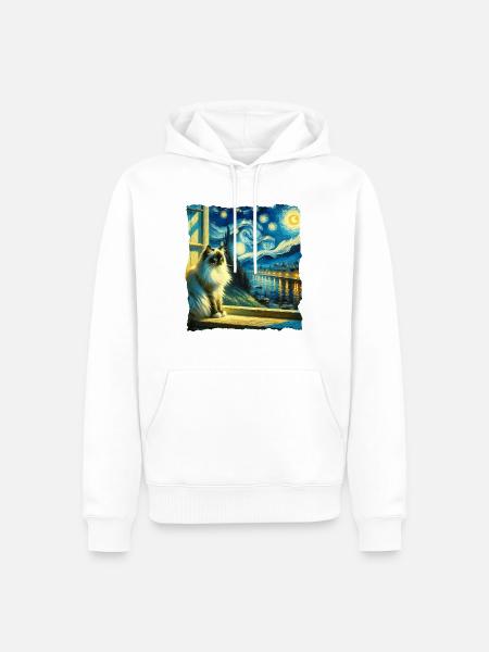 Birma Katze Starry Night - Männer Premium Bio Hoodie - Weiß