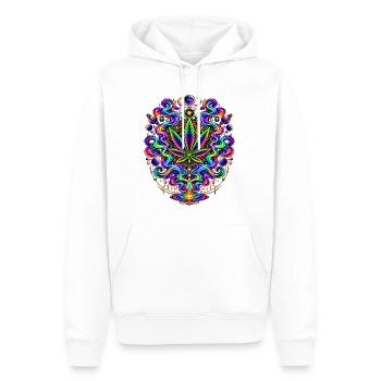 Psychedelisches Hanfblatt Feuerwerk - Männer Premium Bio Hoodie - Weiß - Vorne - Nico (187cm)