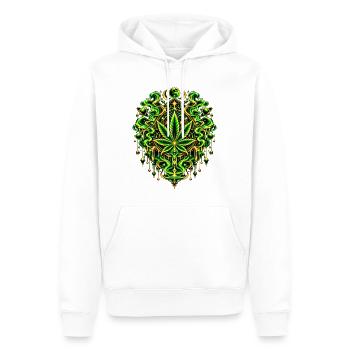 Grünes Cannabisblatt Mandala - Männer Premium Bio Hoodie - Weiß - Vorne - Nico (187cm)