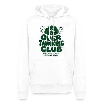 Over Thinking Club – Meetings All Day - Männer Premium Bio Hoodie - Weiß - Vorne - Nico (187cm)