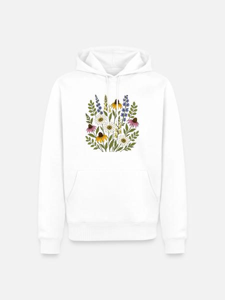 Gänseblümchen, Sonnenhut und Wildblumen - Männer Premium Bio Hoodie - Weiß