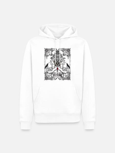 Gotisch Kronen Schädel Nachtfalter - Männer Premium Bio Hoodie - Weiß