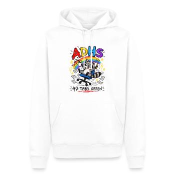 ADHS | 47 Tabs offen Waschbär Chaos - Männer Premium Bio Hoodie - Weiß - Vorne - Nico (187cm)