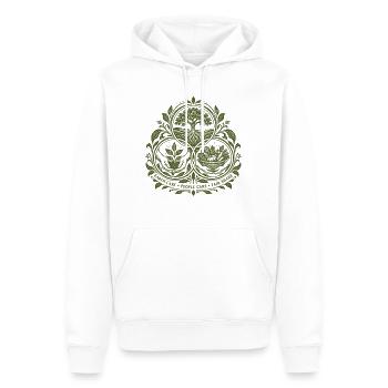 Permakultur-Ethik-Emblem - Männer Premium Bio Hoodie - Weiß - Vorne - Nico (187cm)