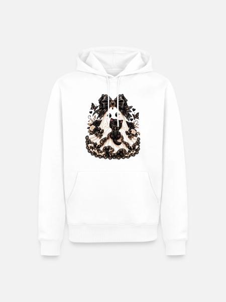 Glamouröse Braut mit schwarzem Kater - Männer Premium Bio Hoodie - Weiß