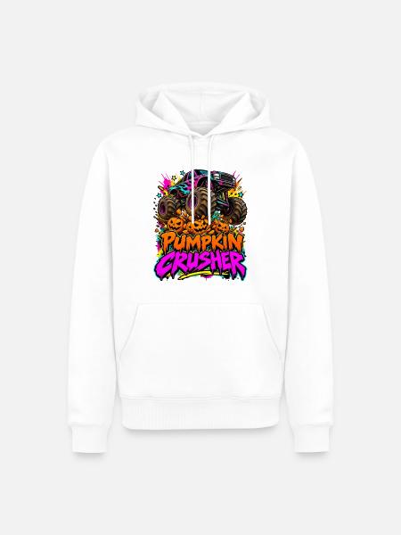 Monstertruck Kürbiszerstörer - Männer Premium Bio Hoodie - Weiß