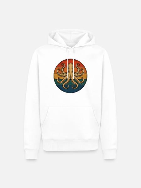 Oktopus Retro - Männer Premium Bio Hoodie - Weiß