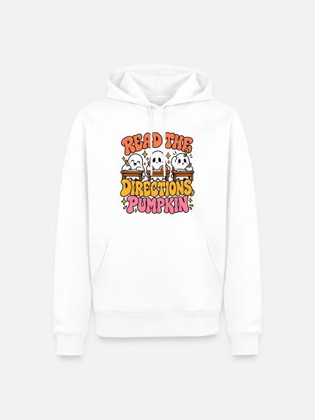 Read the Directions Pumpkin Cartoon - Männer Premium Bio Hoodie - Weiß