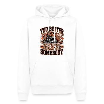 Du solltest jemanden treffen, Fußballleopard, - Männer Premium Bio Hoodie - Weiß - Vorne - Nico (187cm)