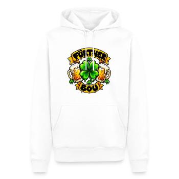 Fürther Bou mit Kleeblatt und Bier - Männer Premium Bio Hoodie - Weiß - Vorne - Nico (187cm)